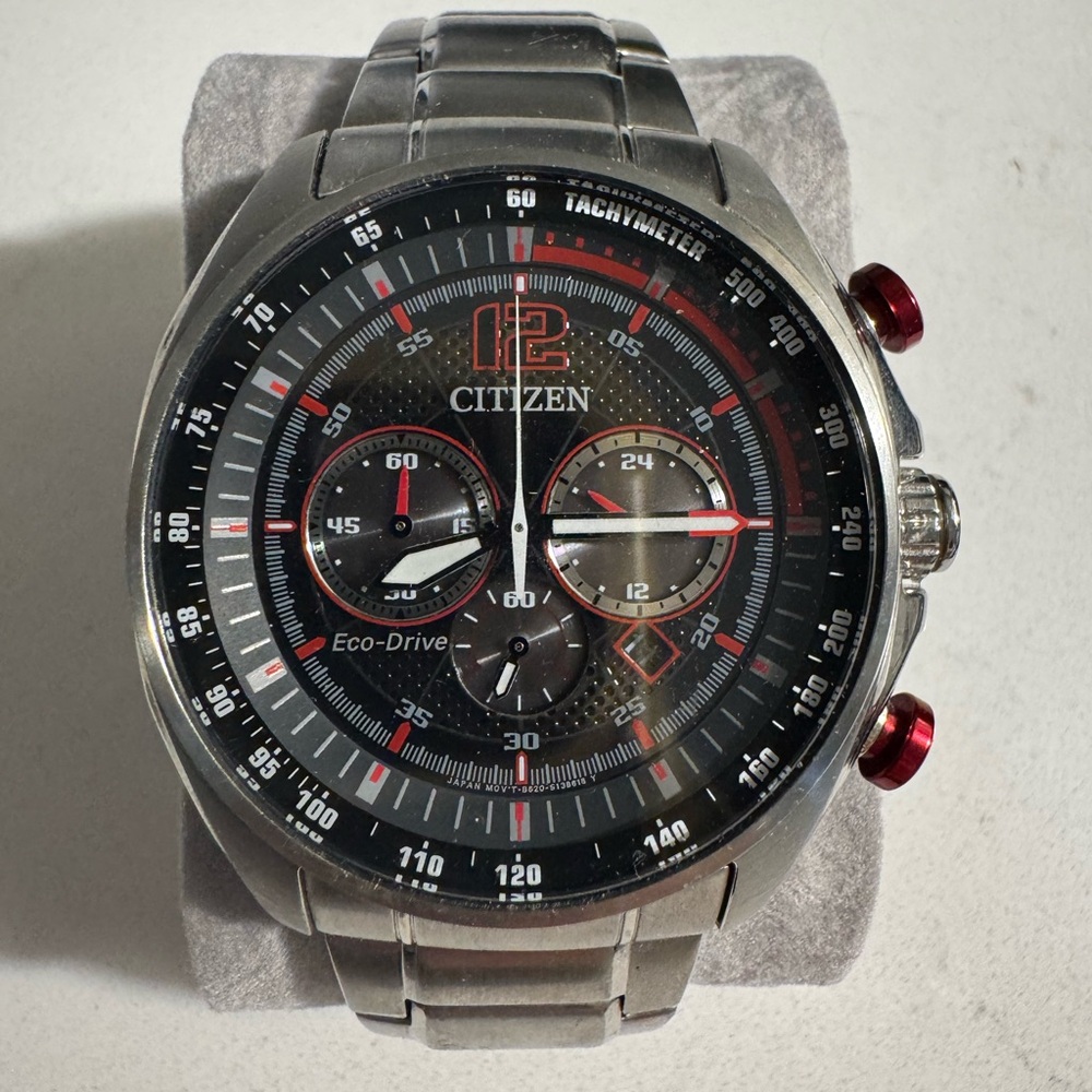 Citizen Men's Silver and Black Chronograph Watch